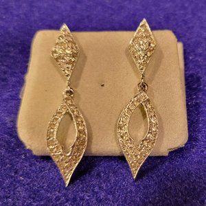 Silver Tone Rhinestone Drop Earrings